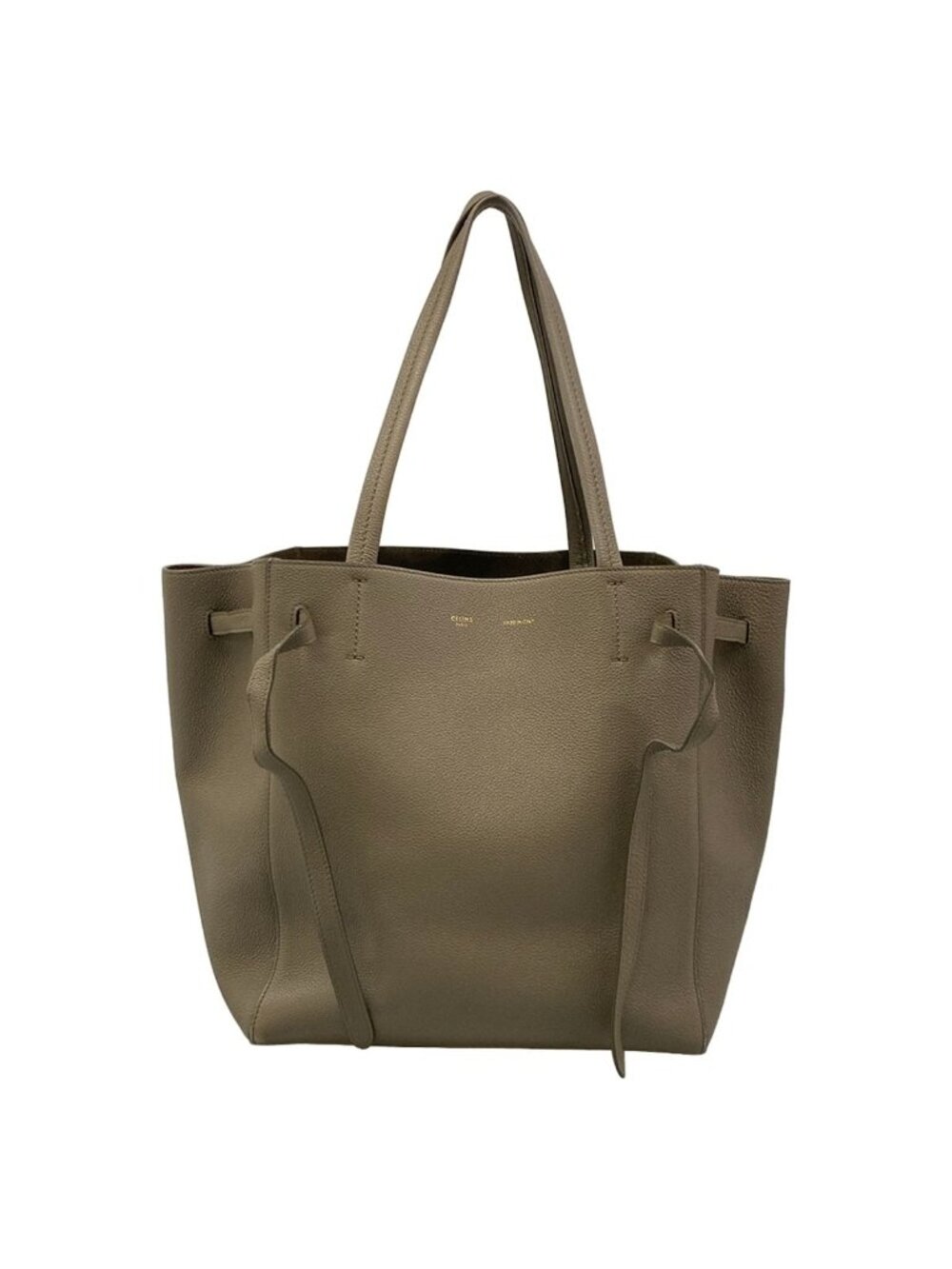 Celine Tote Cabas Phantom Small with Belt Gray Beige Leather